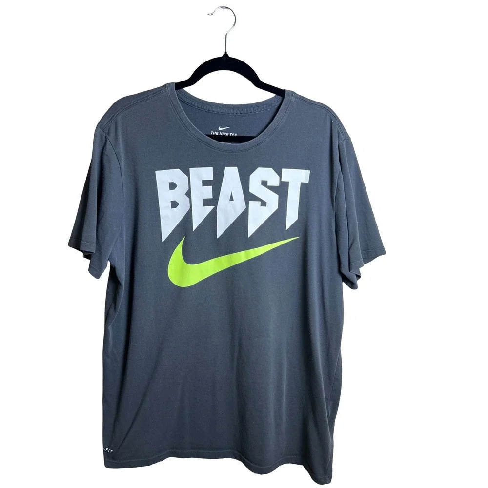 Nike Dri-Fit Tee Men's Size XL Grey Beast Swoosh Athleisure Streetwear XL